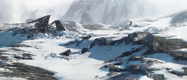 Star Wars Fan Art, hoth, mountain peak, ice, snowcapped mountain