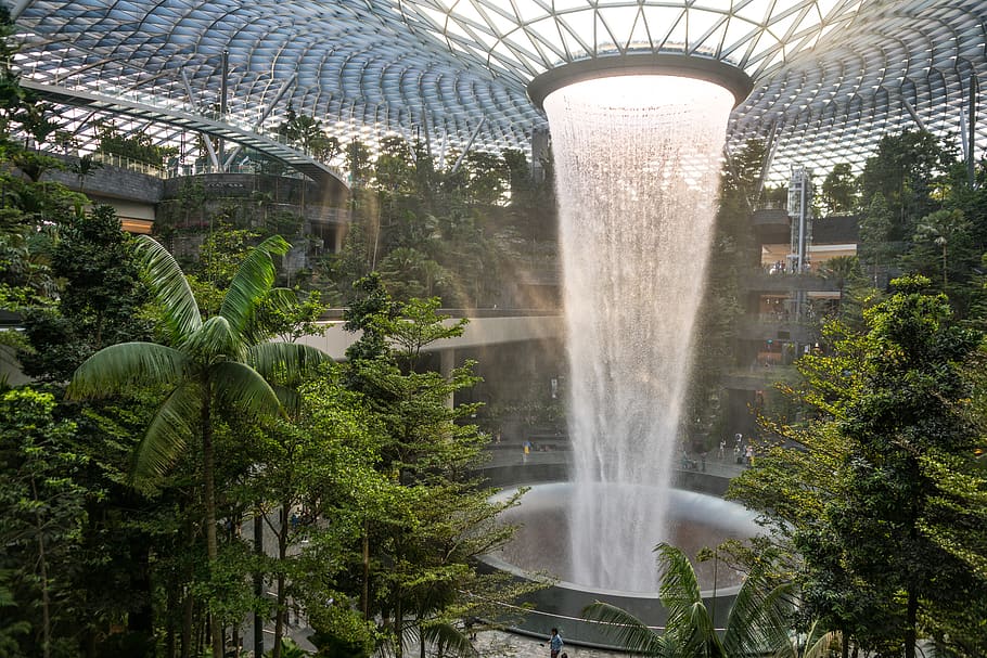 Things to Do in Singapore Airport, flowing, motion, the jewel, changi airport Free HD Wallpaper