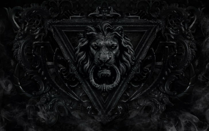 Vintage Brass Door Knocker, lion, fantasy art, dark, black Free HD Wallpaper