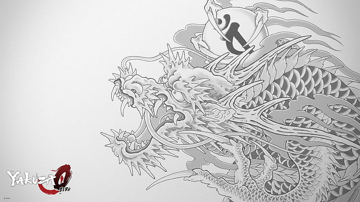 Yakuza Tattoo Small, tattoo, white background, white color, video game Free HD Wallpaper