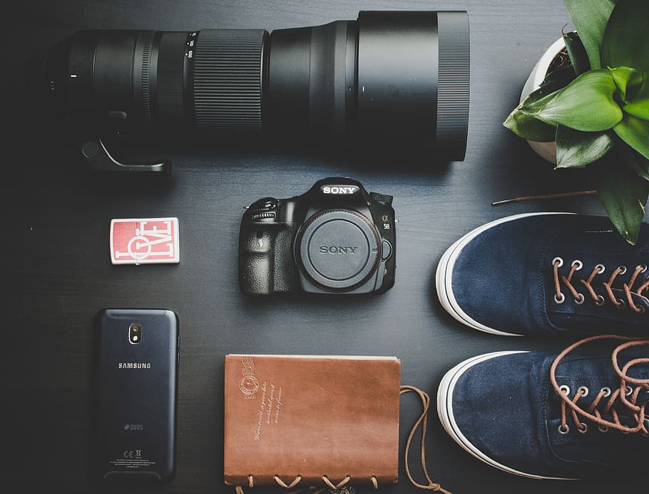 Best Nikon DSLR Cameras, mockup, near, flatlay, still life