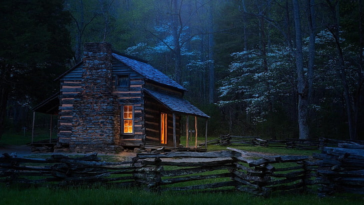 Cozy Cabin, home, wilderness, nature, land Free HD Wallpaper