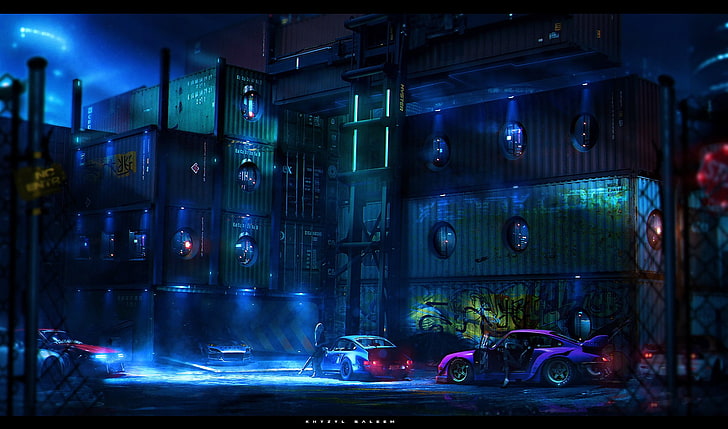 Cyberpunk Hover Car, motion, night, nightlife, motorcycle Free HD Wallpaper