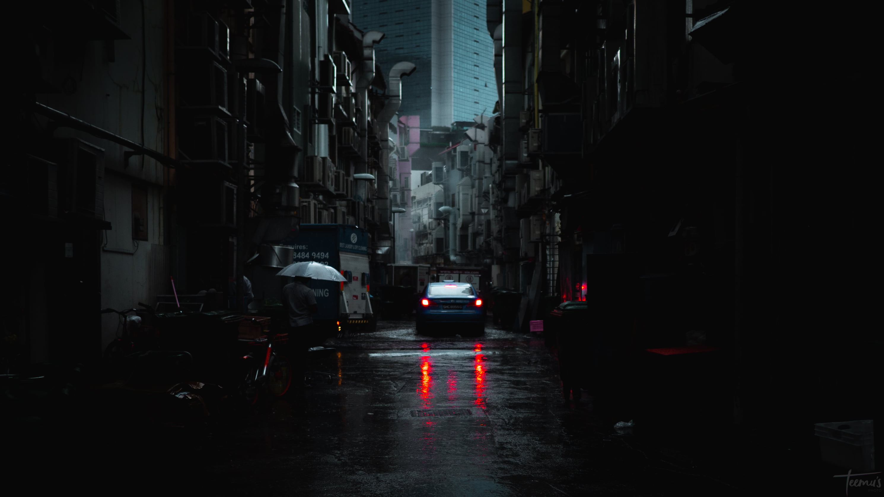 Dark Cyberpunk, singapore, night, place, people