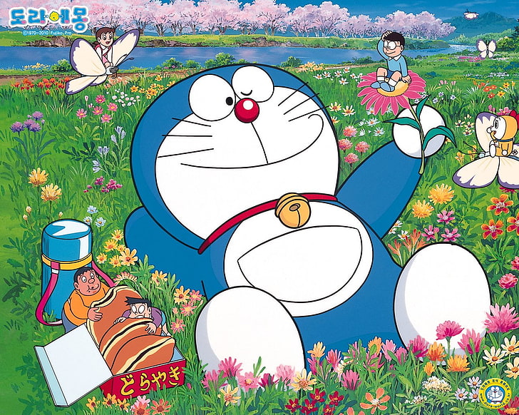 Doraemon 3D Movie, floral pattern, cartoon, design, image type