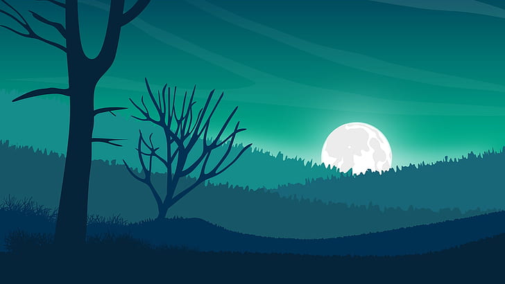 Howling Wolf Animal, graphic design, tree, vector, landscape Free HD Wallpaper