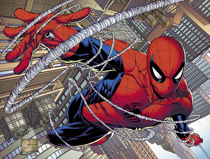 Marvel Ultimate Spider-Man Cartoon, pattern, creativity, heroes, architecture Free HD Wallpaper