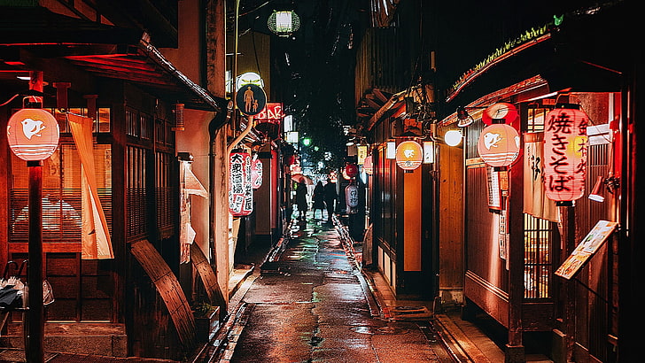 New York Alleyway, hanging, no people, text, lanterns Free HD Wallpaper