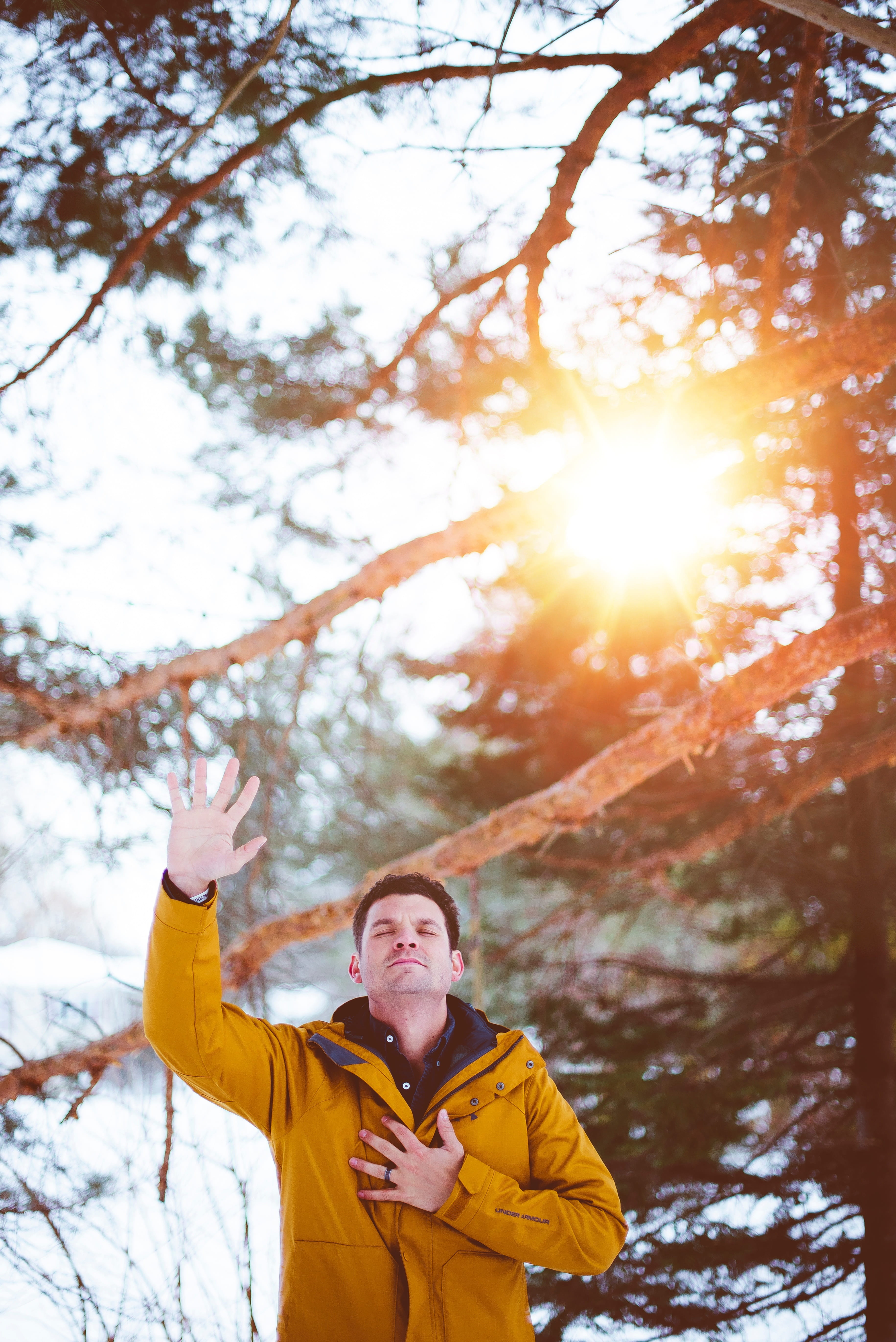 Praising Hands, autumn, plant, real people, one person