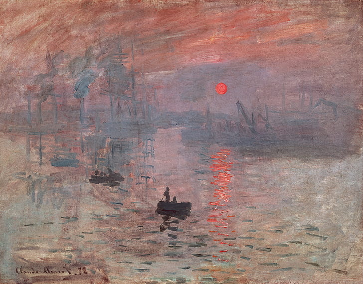 ships, leaving the port of le havre, impression sunrise, monet oscar claude on canvas  impression