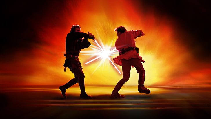 Star Wars Duel On Mustafar, men, obiwan kenobi, sky, sunset Free HD Wallpaper