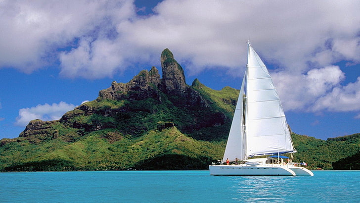 Tuamotus French Polynesia, bora, lagoon, catamaran, french Free HD Wallpaper