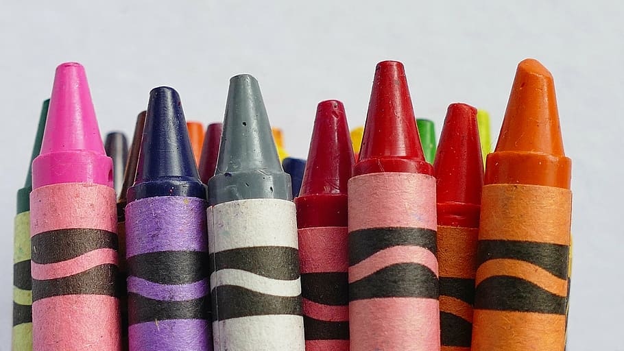 Yellow Crayon Cartoon, education, side by side, rainbow, fun Free HD Wallpaper