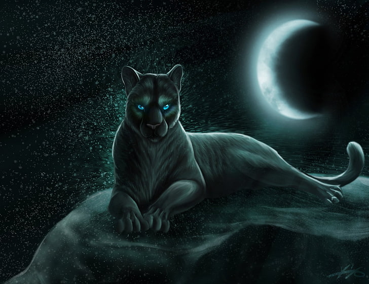 Amazing Digital Art, fantasy animals, domestic, stars, panther