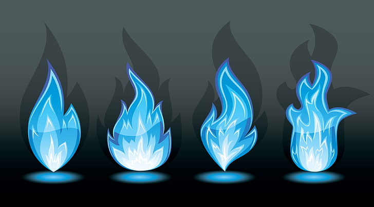 Blue Fire Anime Characters, xray image, nature, illuminated, black color Free HD Wallpaper