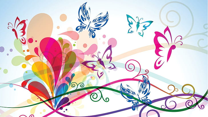 Cool of Butterflies, 3d and abstract, colorful, loving, blue Free HD Wallpaper