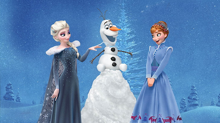 Elsa Anna Kristoff Olaf Sven, male likeness, snowman, olafs, elsa Free HD Wallpaper