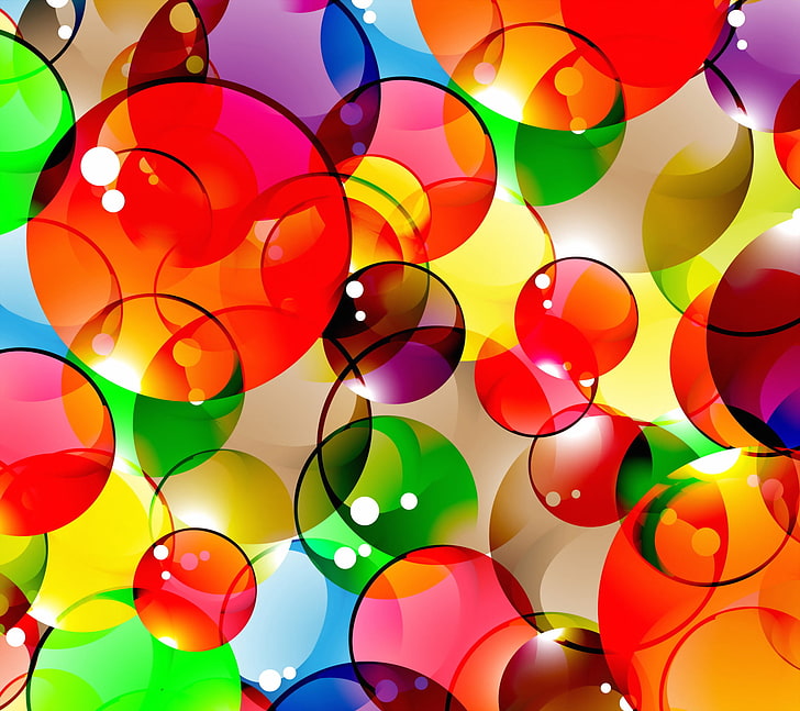 Free Bubble, bright, midair, wallpaper pattern, multi colored