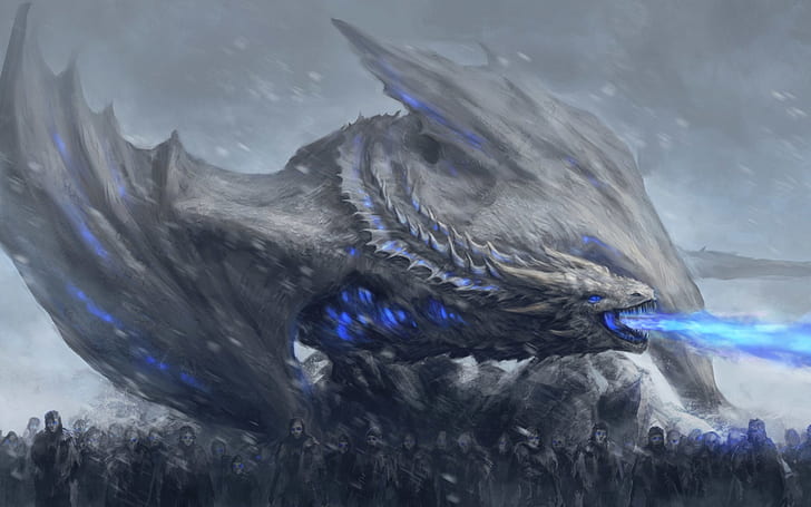 Game of Thrones Illustrations, game of thrones, artwork, white walker, dragon Free HD Wallpaper