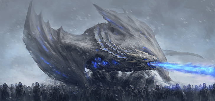 Game of Thrones White Dragon, splashing, marine, one animal, blue Free HD Wallpaper