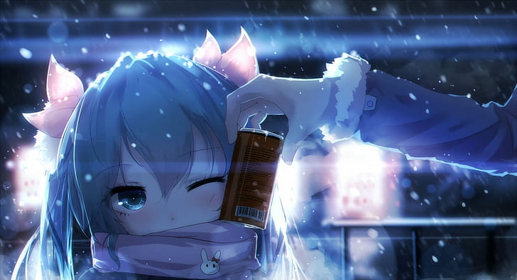 Hatsune Miku HD, winter, cute, anime, Anime Free HD Wallpaper