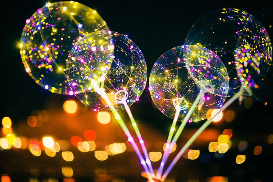 LED Balloons Wedding, confetti, shiny, celebration, led lights Free HD Wallpaper