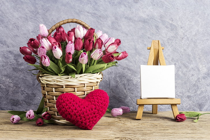 Lily, pink, wood, basket, romantic Free HD Wallpaper