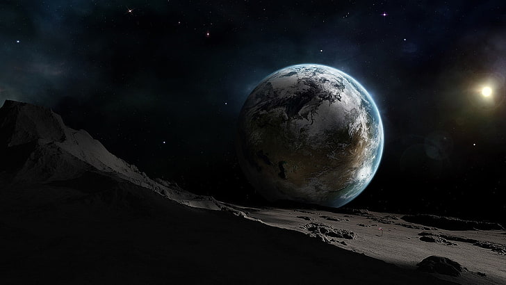 Outer Space Satellite, outdoors, moon, topography, spooky Free HD Wallpaper