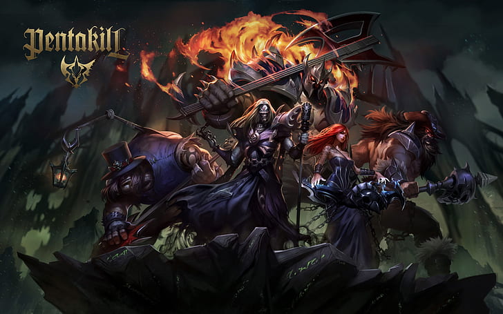 Pentakill Sona Skin, yorick, league of legends, mordekaiser, olaf