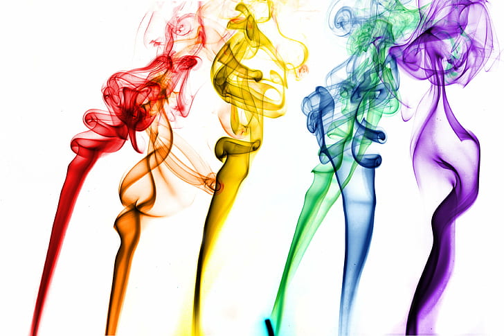 Rainbow Smoke, holy smoke, abstract, swirl, curve Free HD Wallpaper