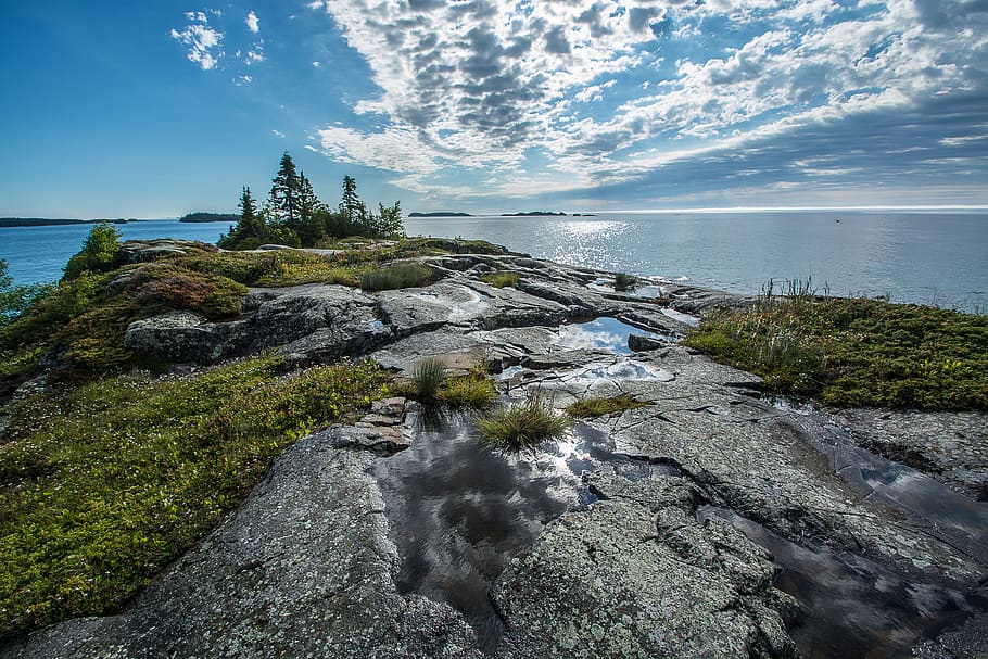 Rock Harbor Lodge Isle Royale, horizon over water, nonurban scene, national parks, growth Free HD Wallpaper