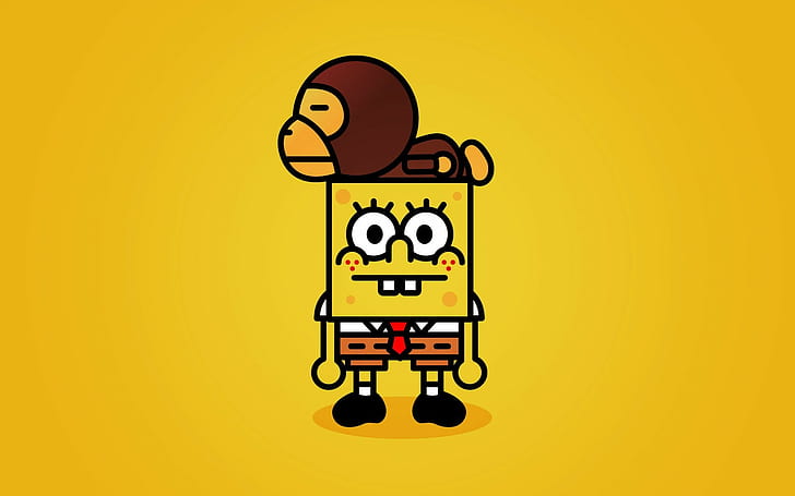 Spongebob SquarePants Laptop, yellow background, cartoon, spongebob squarepants Free HD Wallpaper