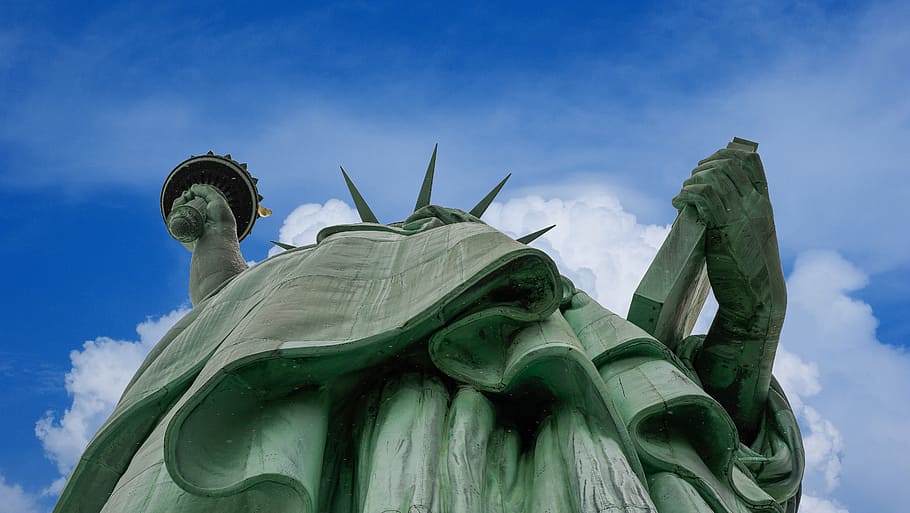 Statue of Liberty Display, freedom, low angle view, sculpture, copper Free HD Wallpaper