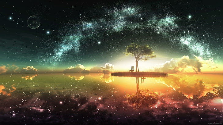 Vast Universe, island, graphic, landscape, Graphic Free HD Wallpaper