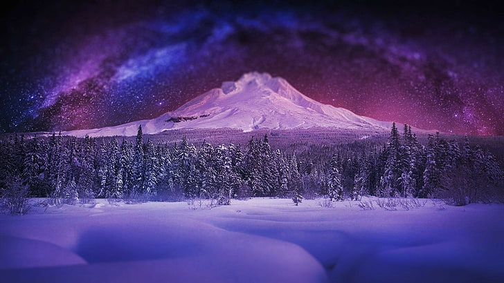 Winter Night Sky iPhone, arctic, night, mountain, night sky Free HD Wallpaper