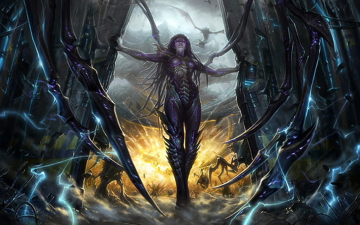 Zerg Kerrigan, art and craft, threaded, starcraft, kaleidoscope Free HD Wallpaper