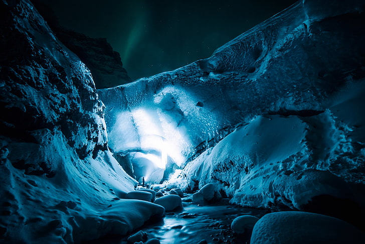 Abstract Ice, cold  temperature, rock  object, stream, frozen Free HD Wallpaper