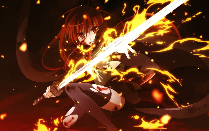 Anime Fire Swordsman, blurred motion, communication, heat  temperature, paper Free HD Wallpaper