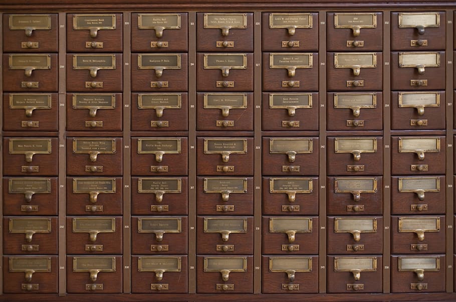 Card Catalog Furniture, full frame, aged, repetition, plaque Free HD Wallpaper