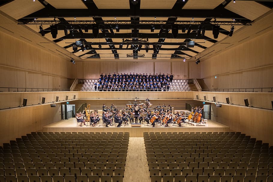 Concert Backdrop, inside of, indoor, staircase, auditorium