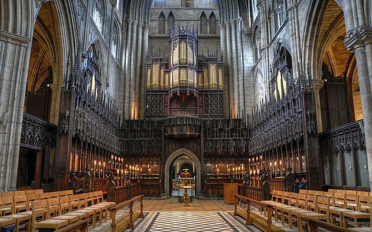 Ely Cathedral Architecture, animals, stained, choir, hall Free HD Wallpaper