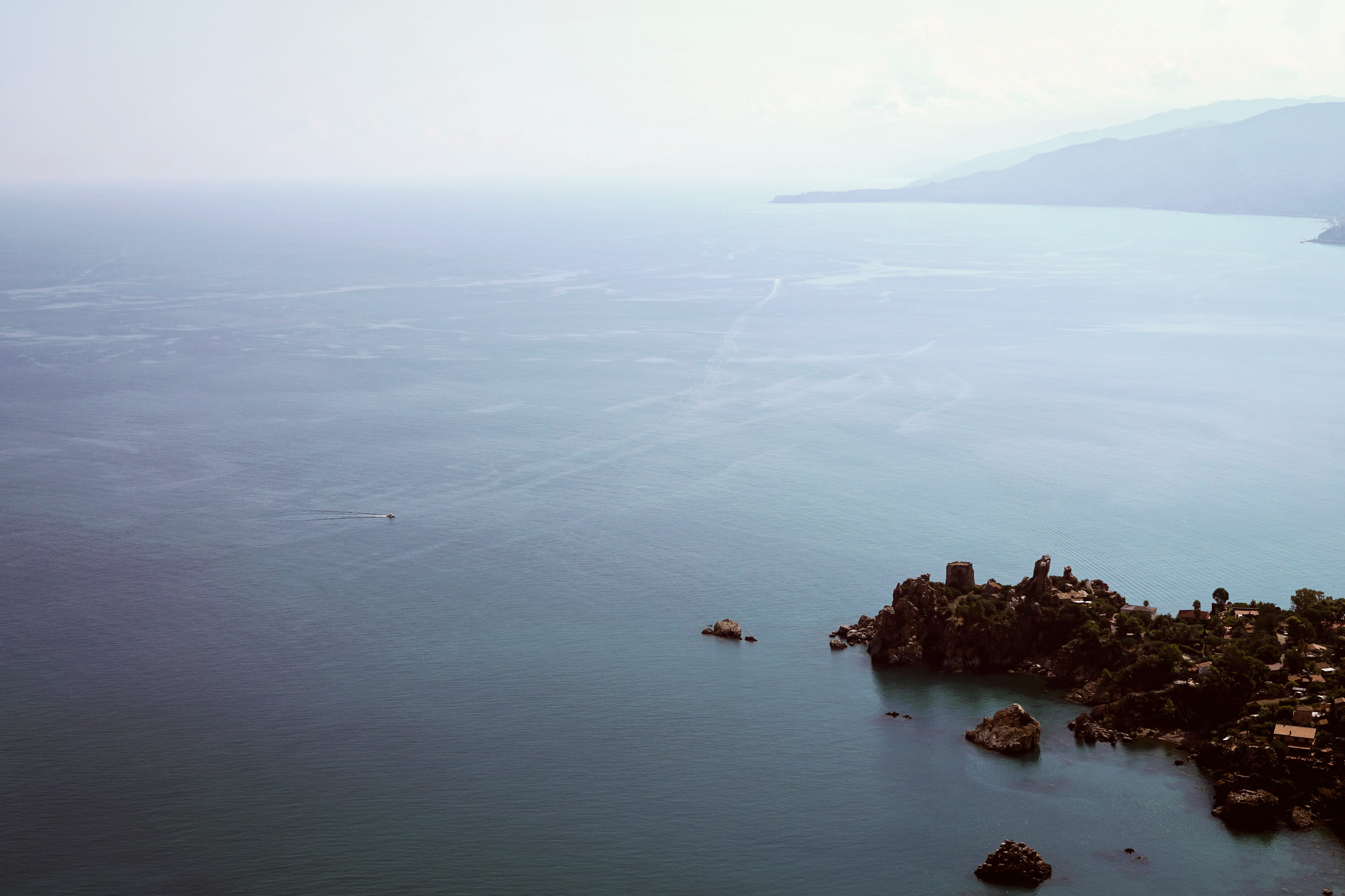 Fa'a Samoa, aerial view, horizon over water, nonurban scene, nature