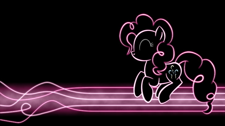 Fluttershy, purple, communication, pinkie pie, neon Free HD Wallpaper