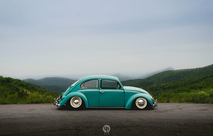 Green Bug Car, volkswagen  bug, southern, beetle, oldfashioned Free HD Wallpaper