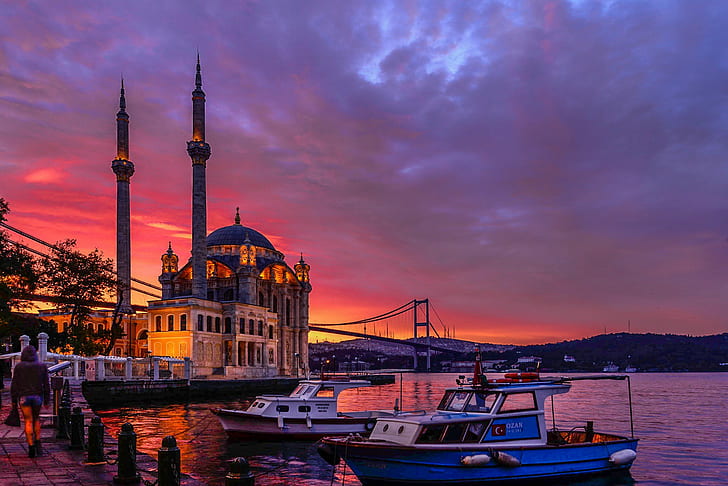 Istanbul Cityscape, istanbul, boat, light, turkey Free HD Wallpaper