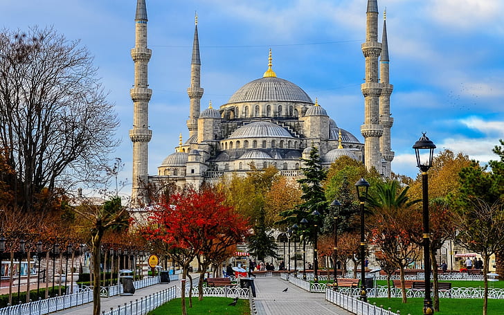 Istanbul Landmarks, blue, ahmed, turkey, mosque Free HD Wallpaper