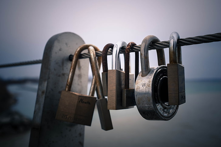 Locker Drawing, railing, love lock, day, outdoors