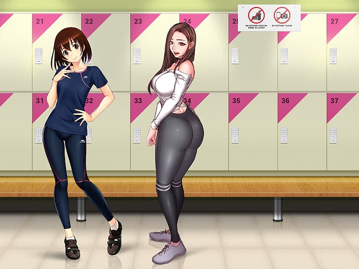 locker room, anime girls Free HD Wallpaper