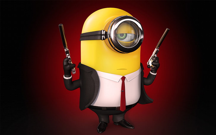 Minion with a Gun, safety, holding, indoors, protection Free HD Wallpaper