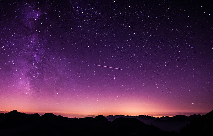 night, starry sky, twilight, purple sky Free HD Wallpaper